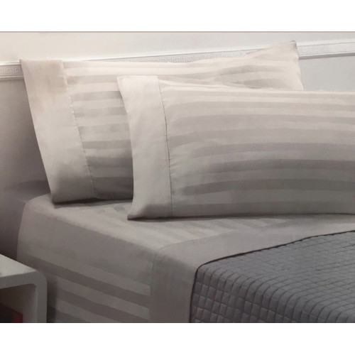 Ensemble de draps doubles en coton gris clair | Parure de lit double en satin