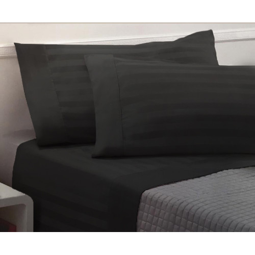 Schwarz Baumwolle Doppel Laken Set | Doppelbett-Set aus Satin