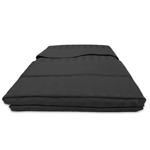 Ensemble draps doubles en coton noir | Parure de lit double en satin