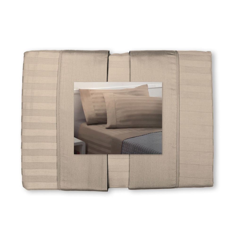 Ensemble de draps doubles en coton gris tourterelle | Parure de lit double en satin