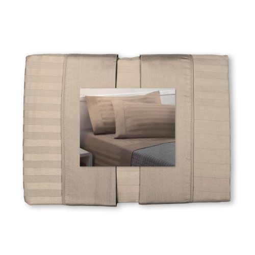 Ensemble de draps doubles en coton gris tourterelle | Parure de lit double en satin
