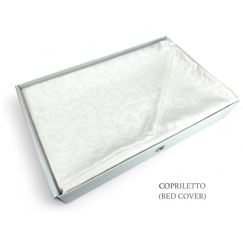 Skinny Complete Double Bed Set - Pure Cotton Sheets and Jacquard Summer Bedspread, Made in Italy