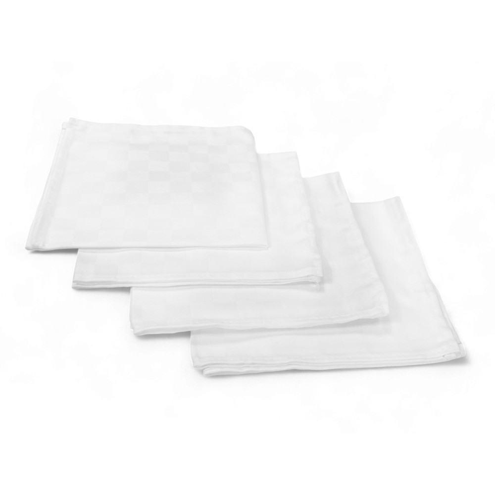 Lot de 4 serviettes en coton blanc 42x42 cm, Flandre, 100% pur coton, ourlet 4 côtés, fabriqué en Italie