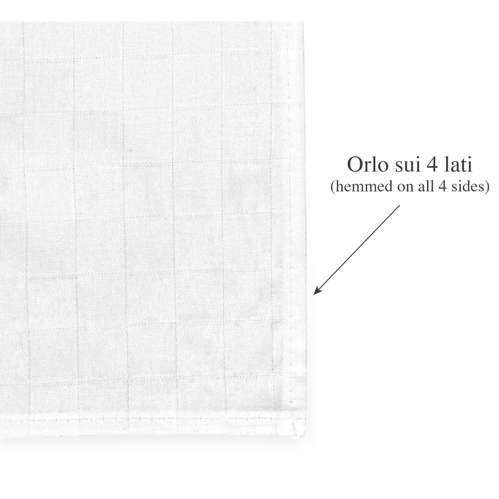 Lot de 4 serviettes en coton blanc 42x42 cm, Flandre, 100% pur coton, ourlet 4 côtés, fabriqué en Italie