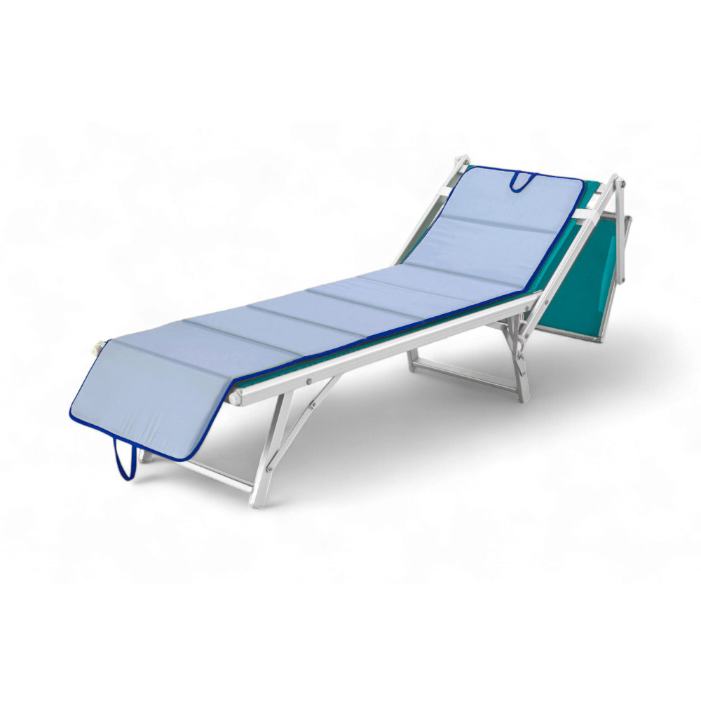 Matelas pliant pour transats de plage et de piscine | Double face, facile à transporter, bleu/bleu clair