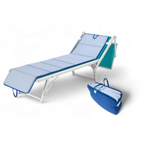 Folding Mattress for Beach and Pool Sunbeds | Double Face, Easy to Carry, Blue/Light Blue