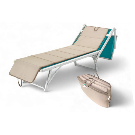 Matelas pliant pour transats de plage et de piscine | Double face, facile à transporter, beige/taupe