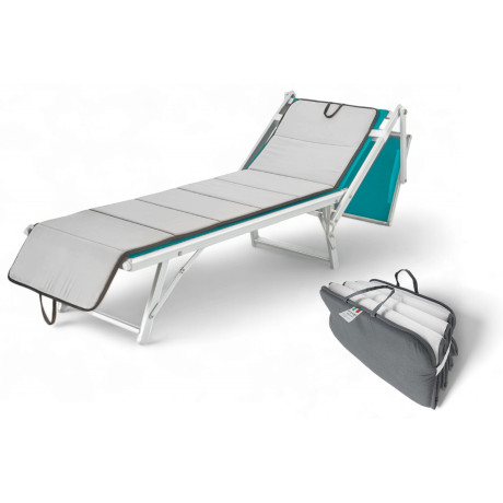 Materassino Pieghevole per Lettino Mare e Piscina | Double Face, Facile da Trasportare, Grigio Scuro e Chiaro