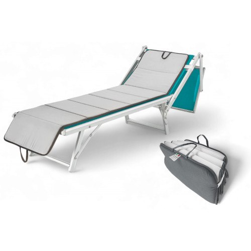 Materassino Pieghevole per Lettino Mare e Piscina | Double Face, Facile da Trasportare, Grigio Scuro e Chiaro
