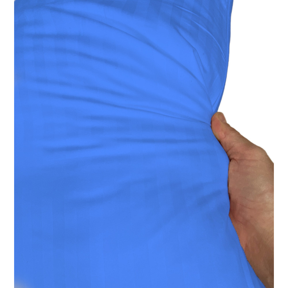 Light blue double sheet set - soft non-iron microfiber, solid color striped satin