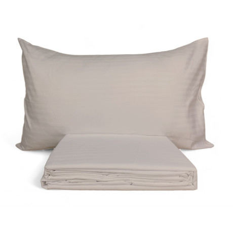 Ensemble de draps doubles gris tourterelle - Microfibre douce sans repassage, satin rayé de couleur unie 2