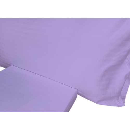 Lilac Double Sheets Set - Soft Non-Iron Microfiber, Solid Color Striped Sateen