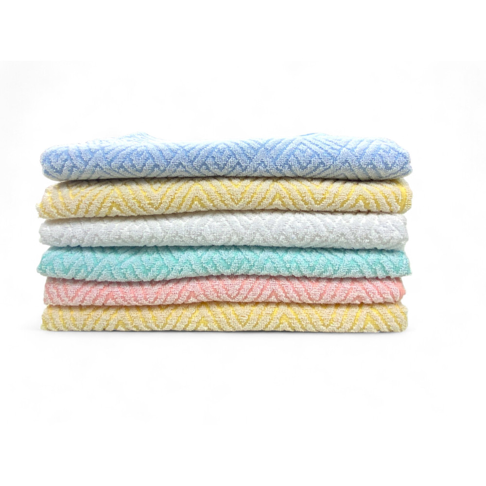 Lot de 6 grandes serviettes de bain maxi, coton, jacquard, fabriqué en Italie