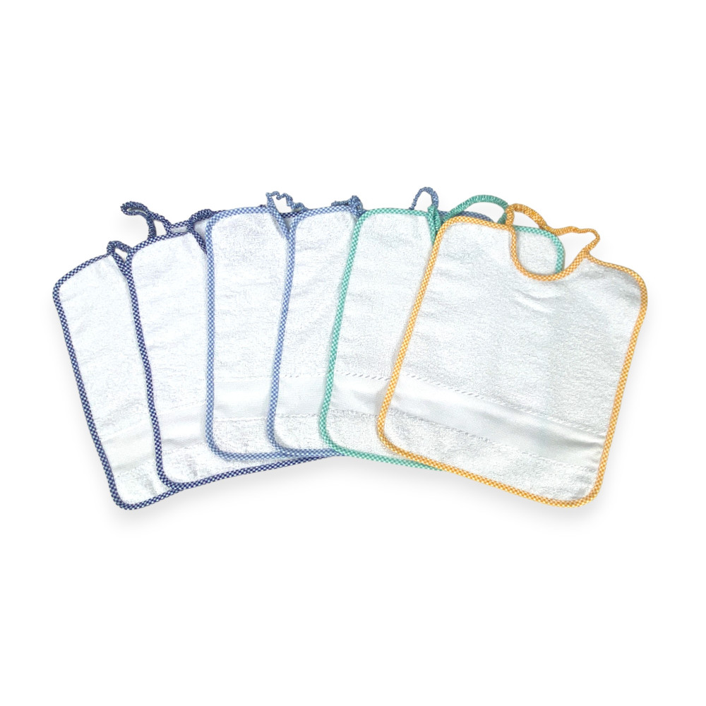 SET 6 BIBS BIBS FOR CHILDREN THUMB CM ©. 28x33 Pure Cotton Elastic Gag with AIDA Canvas to Embroider Name