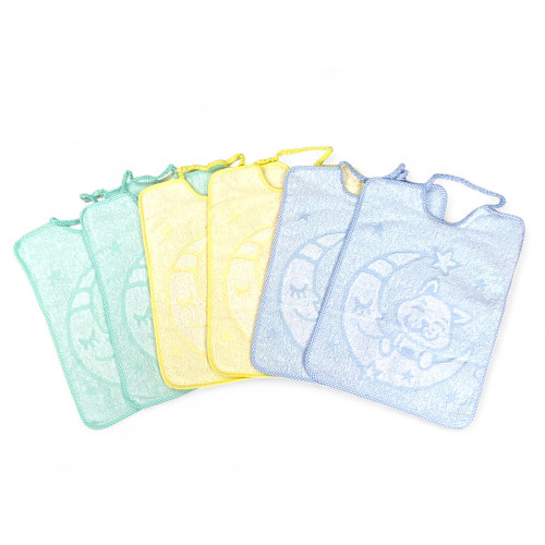 SET 6 BIBS BIBS BABY JACK CM ©. 30x39 size MAXI gag with pure cotton elastic