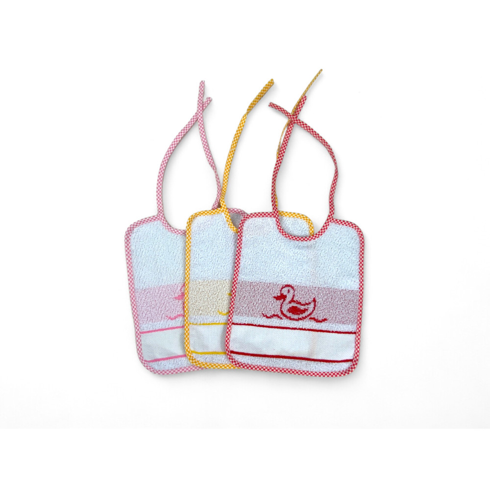 SET BAVETTES de FILLE COQUELICOT © cm. 20 x 24 gag avec de la dentelle et de la toile AÏDA