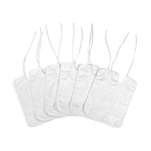 Lot de 6 bavoirs en coton blanc avec lacets | Fabriqué en Italie