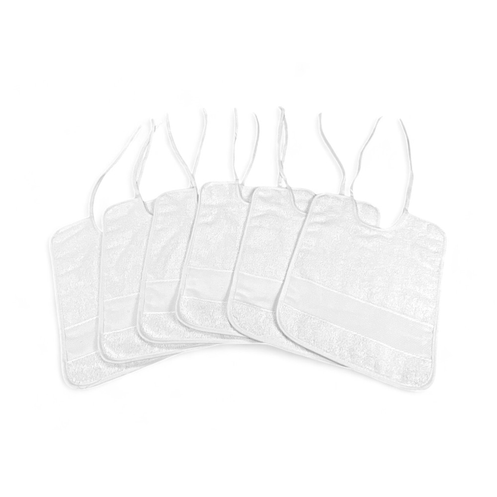Set of 6 White Cotton Bibs with Laces | Made in Italy