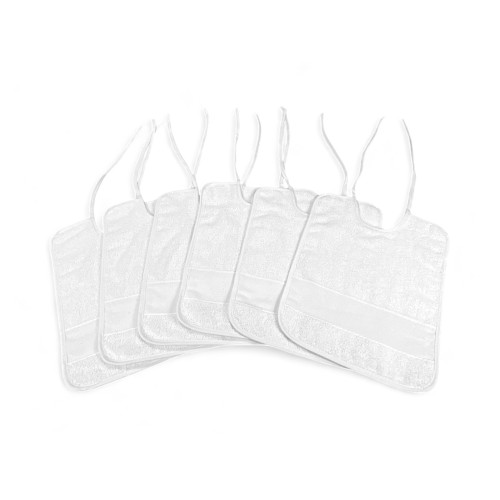 Lot de 6 bavoirs en coton blanc avec lacets | Fabriqué en Italie