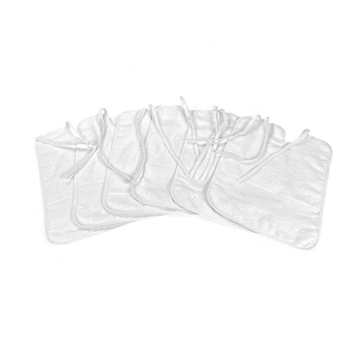 Set 6 Bavaglini Bianchi in Cotone con Lacci | Made in Italy