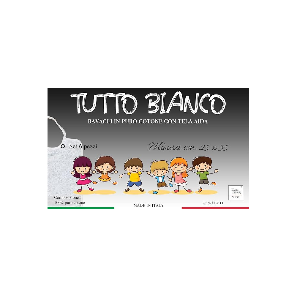 Set 6 Bavaglini Bianchi in Cotone con Lacci | Made in Italy