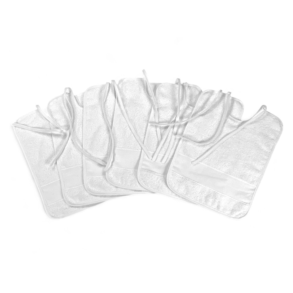 Set 6 Bavaglini Bianchi in Cotone con Lacci | Made in Italy