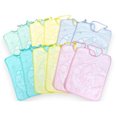 SET BAVAGLINI BAVETTE bambini e bambine mini JACK © cm. 26x34 bavaglio con elastico in puro cotone