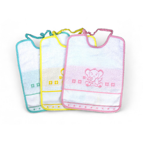 SET BAVETTES de FILLE COQUELICOT © cm. 24x30 gag avec élastique et toile AÏDA
