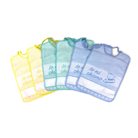 Bavaglini Asilo 25x34 cm, Set da 3 o 6 Pezzi, 100% Cotone con Tela AIDA, Personalizzabili con Nome, Made in Italy 2