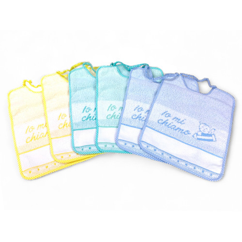 Kindergarten-Lätzchen 25x34 cm, 3er-Set oder 6 Stück, 100% Baumwolle mit AIDA Canvas, personalisierbar mit Namen, Made in Italy