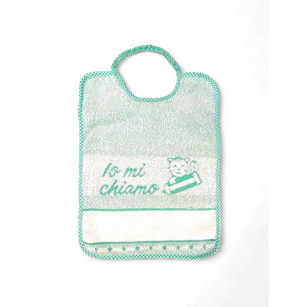 Bavaglini Asilo 25x34 cm, Set da 3 o 6 Pezzi, 100% Cotone con Tela AIDA, Personalizzabili con Nome, Made in Italy