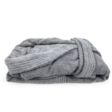 Grey hoodless shawl terry robe made of pure cotton made in Italy 2