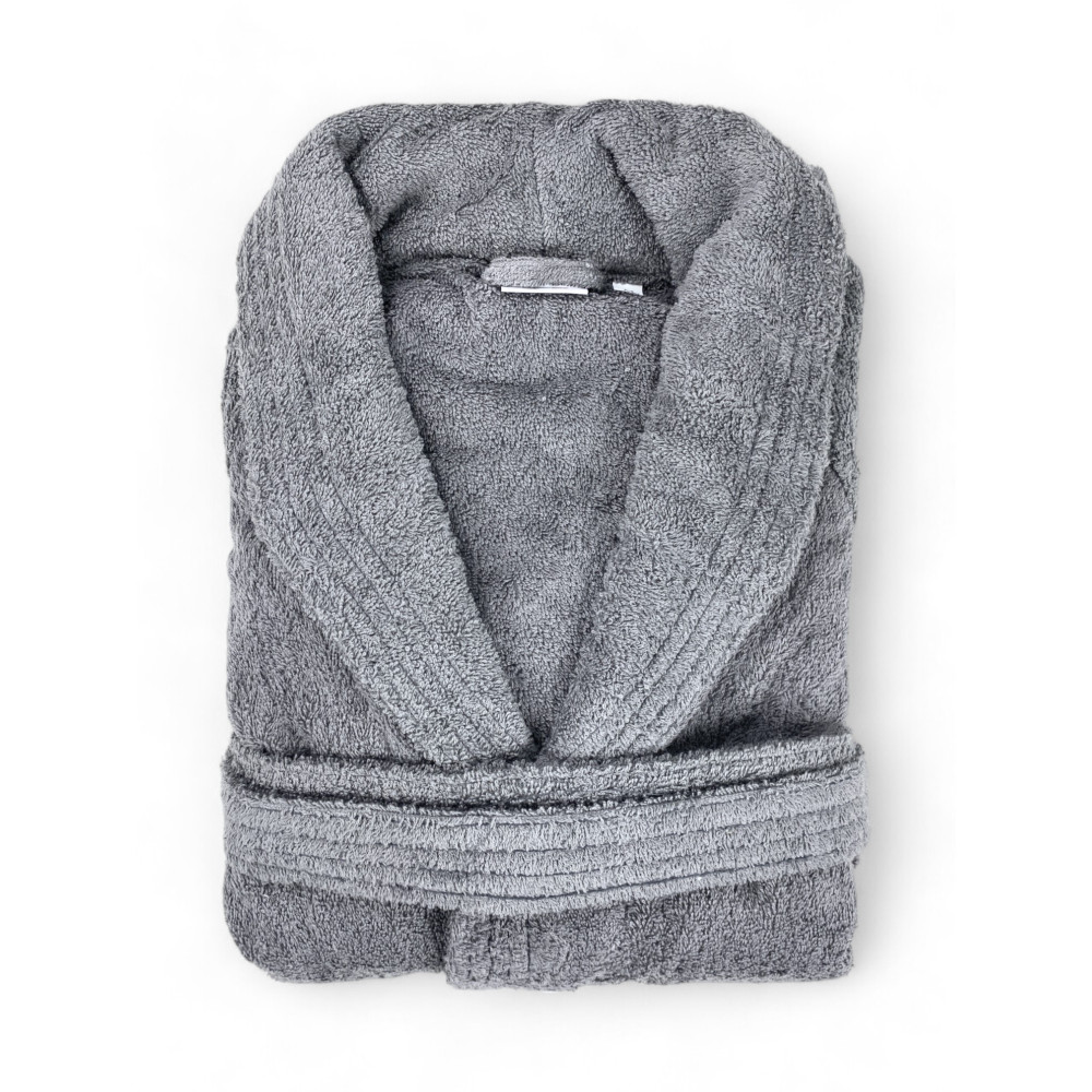 ACCAPPATOIO in Spugna a SCIALLE Senza Cappuccio Grigio in Puro Cotone Made in Italy