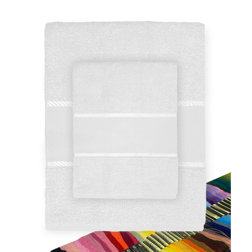 Handtuch + Gästeset aus Baumwollfrottee und Aida-Canvas zum Besticken