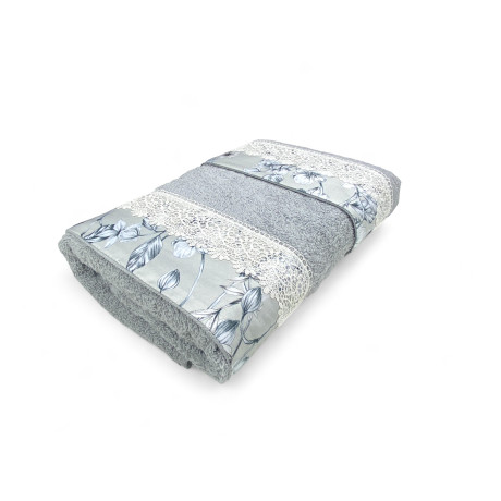 Set Asciugamani con Pizzo Macramè Glicine Grigio, Made in Italy