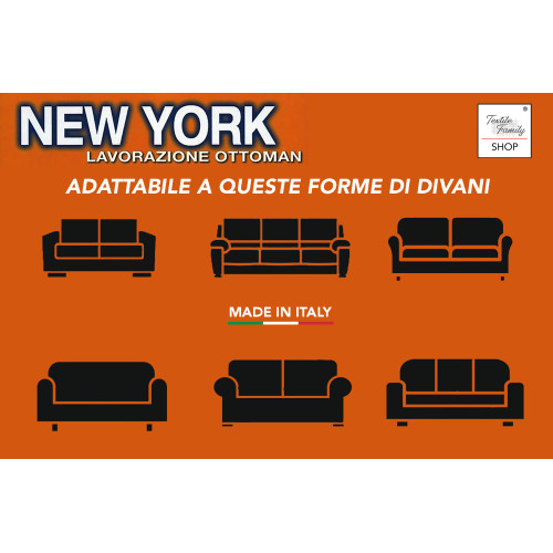 Copridivano New York Arancio Elasticizzato, Antigraffio, per Divani con Braccioli, Telo Divano Universale, Made in Italy
