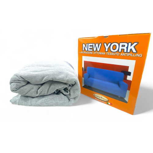 Copridivano New York Grigio Melange Elasticizzato, Antigraffio, per Divani con Braccioli, Telo Divano Universale, Made in Italy