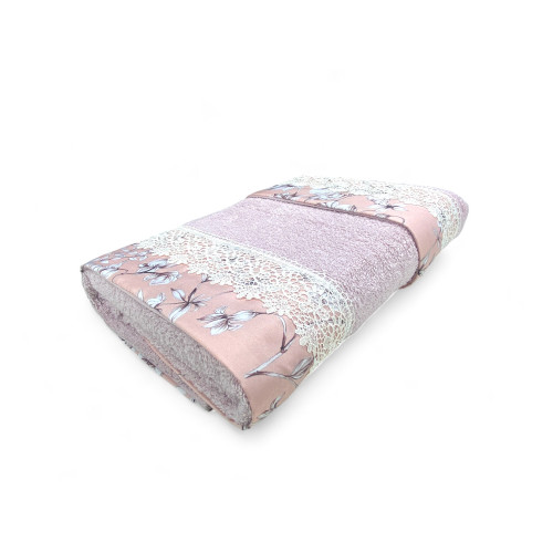 Juego de toallas con encaje de macramé Wisteria Pink, Made in Italy, Idea de regalo