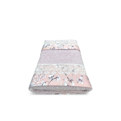 Set Asciugamani con Pizzo Macramè Glicine Rosa, Made in Italy, Idea Regalo