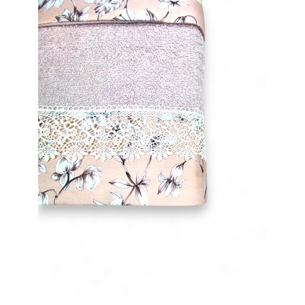 Set de serviettes avec Macramé Dentelle Glycine Rose, Fabriqué en Italie, Idée Cadeau