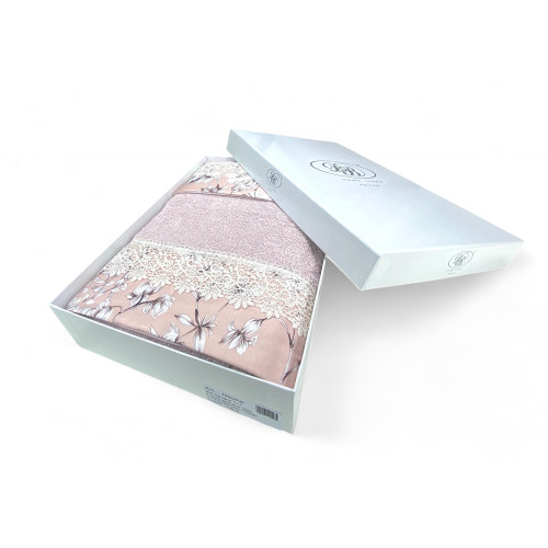 Set de serviettes avec Macramé Dentelle Glycine Rose, Fabriqué en Italie, Idée Cadeau