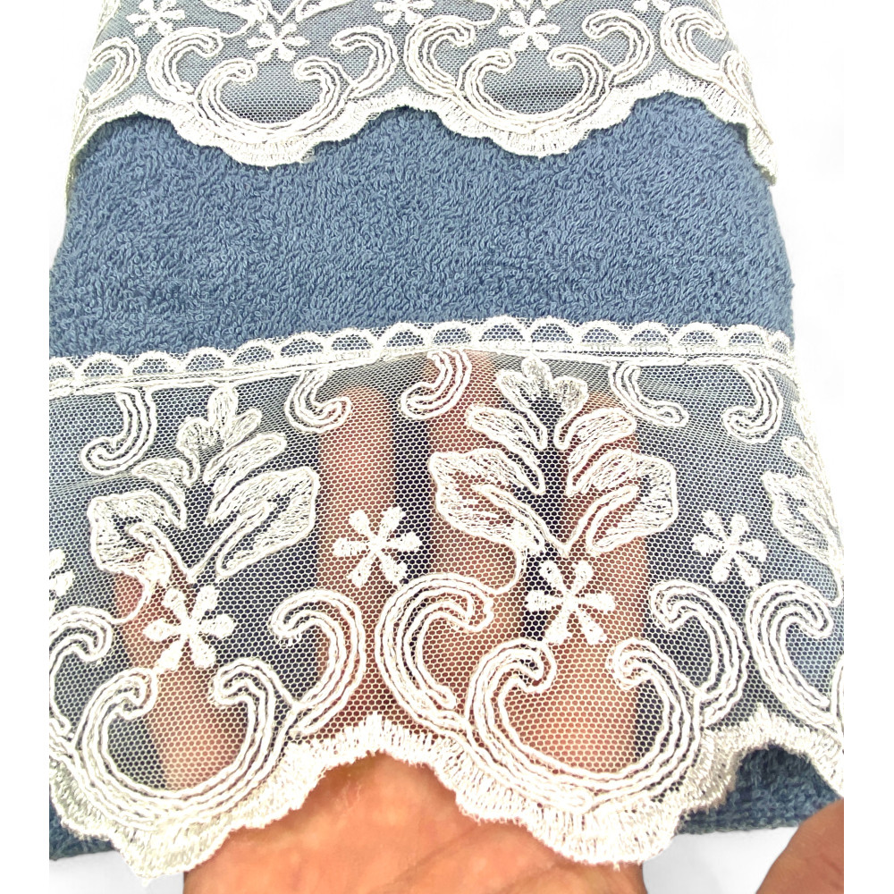 Set Asciugamani con Pizzo Macramè Malika Avio, Made in Italy, Regalo Elegante