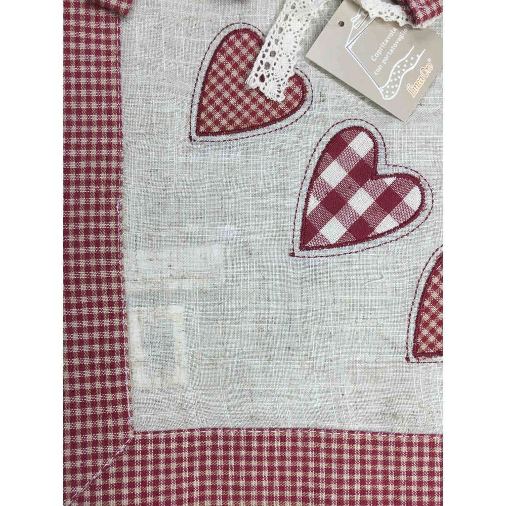 MAGGIE TYROLEAN TABLECLOTH TABLE COVER RED HEART WITH NAPKIN RING