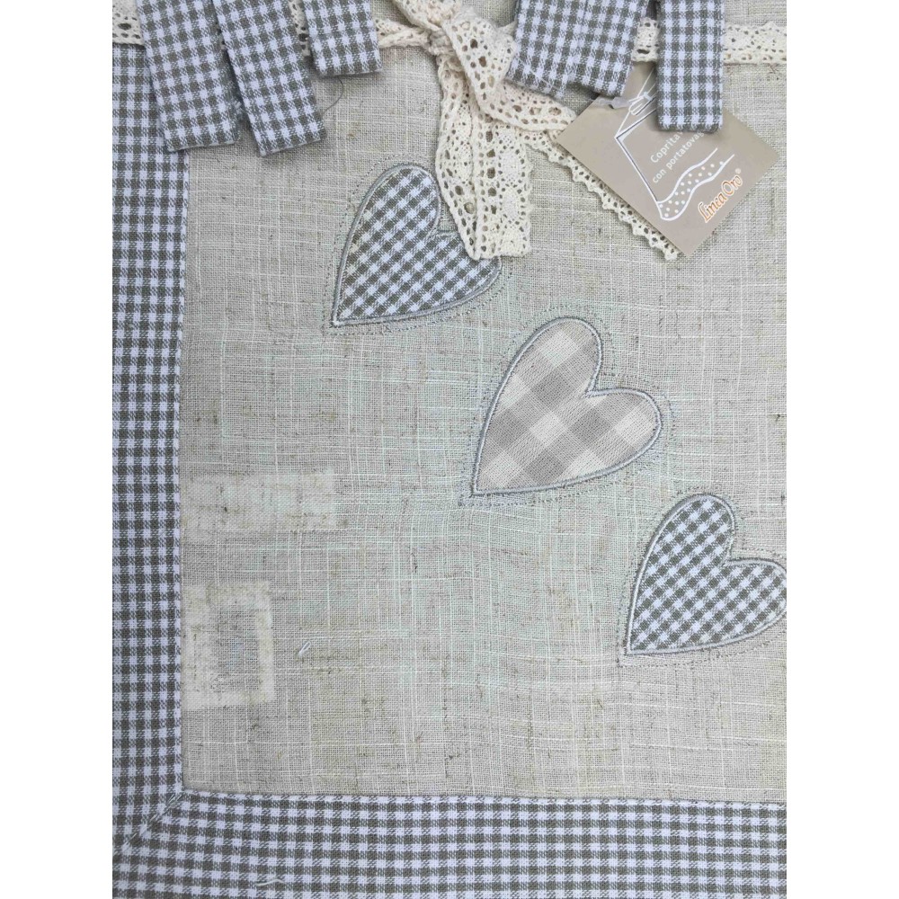 TOVAGLIA COPRITAVOLO TIROLESE MAGGIE CUORE BEIGE CON PORTATOVAGLIOLI