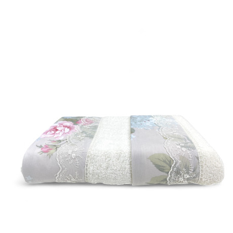 Handtuchset mit Makramee-Spitze Roseto Creme, Made in Italy, elegantes Geschenk 2