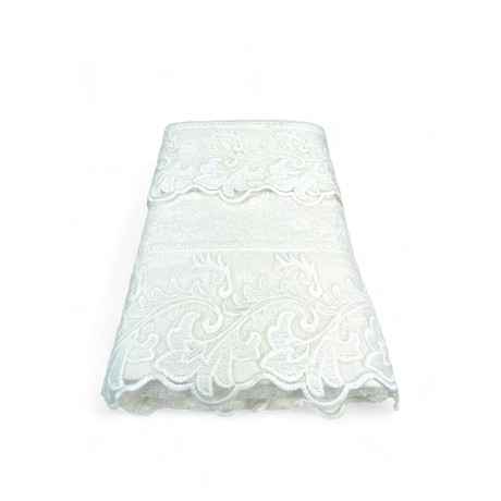 Towel Set with Macramé Lace Tuscany Cream, Made in Italy, Elegant Gift