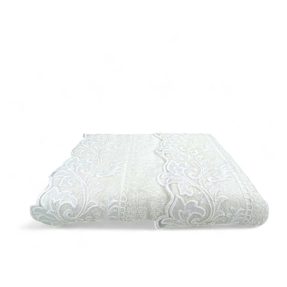 Ensemble de serviettes avec dentelle macramé Toscane crème, fabriqué en Italie, cadeau élégant