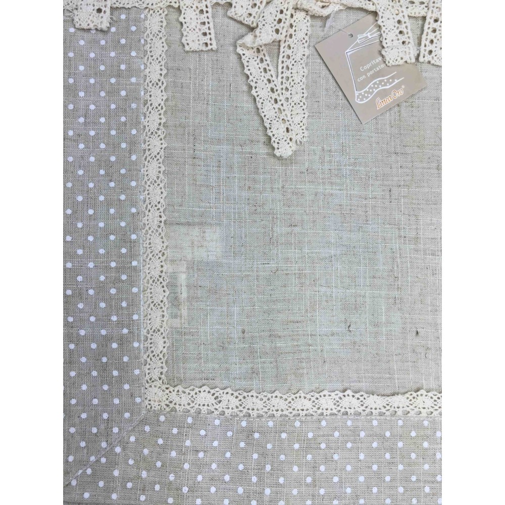 MANTEL TIROLESA MANTEL MOLLY LUNARES BLANCO CON SERVILLETERO