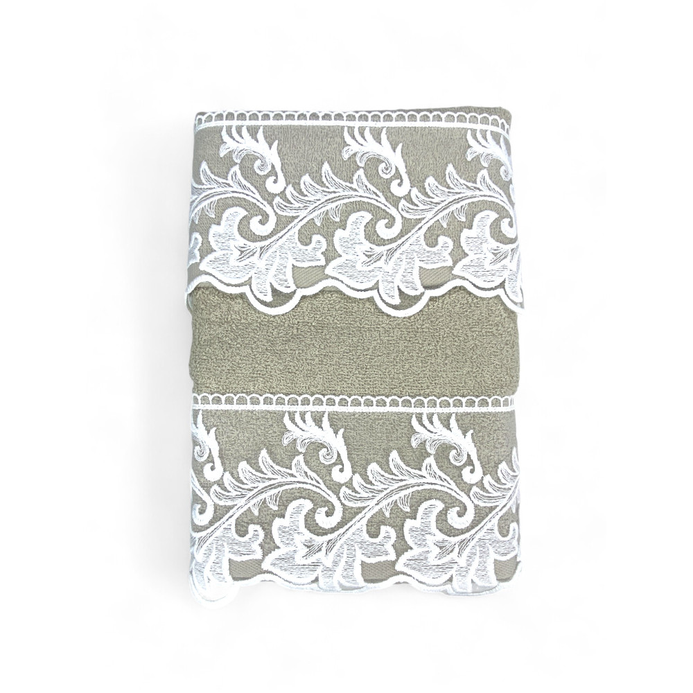 Towel Set with Tuscan Macramé Lace Sand, Made in Italy, Elegant Gift