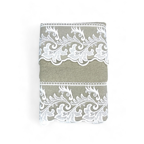 Set de serviettes avec dentelle macramé toscane sable, fabriqué en Italie, cadeau élégant